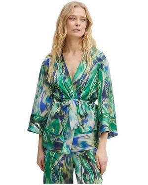 SIMONA CORSELLINI Overhemden ,Veelkleurig ,Polyester Kimono - Groen