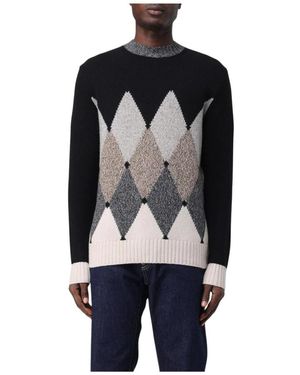 Ballantyne Argyle Muster Merino Wollpullover - Schwarz