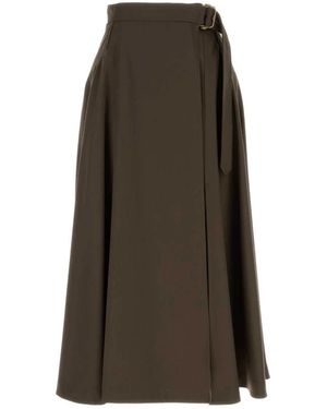 Burberry Wolvilten Midi Rok - Bruin