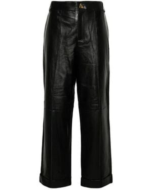 Aeron Zwarte Leren Manchet Casual Broek