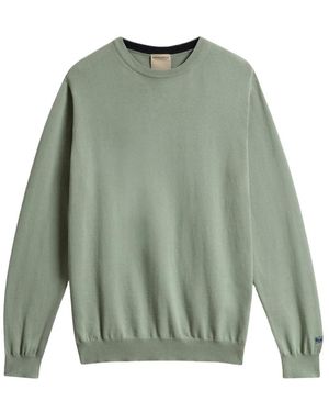 Woolrich Logo Katoenen Crewneck - Groen