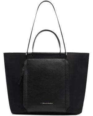 Piquadro Tassen ,Zwart ,Leer Bd 7140W92Tn Laptoptas Van Nylon En Leer