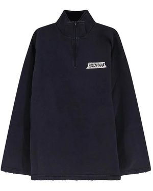 Balenciaga Half-Zip High Neck Pullover - Blau
