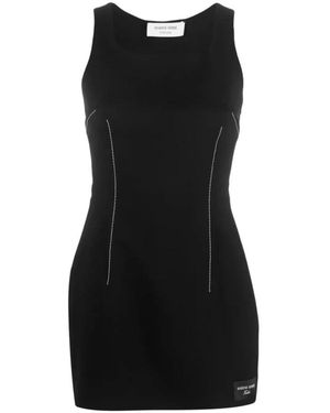 Marine Serre Kleedjes ,Zwart ,Wol Virgin Wool Midi Jurk