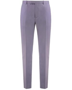 Gucci Broeken ,Paars ,Wol Wollen Gabardine Broek