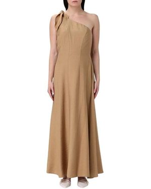 Hanita Elegantes Maxikleid Mit Knotendetail - Braun