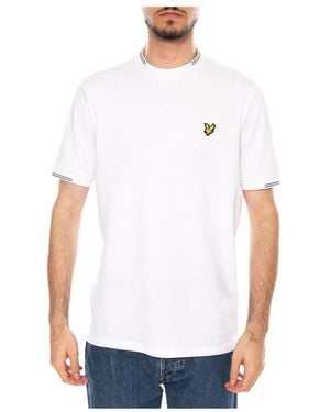 Lyle & Scott Fein Geripptes T-Shirt Aus Baumwolle - Weiß