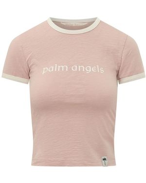Palm Angels Tops ,Roze ,Katoen Hollywood Slim Tee