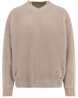 MM6 by Maison Martin Margiela V-Neck Knitwear - Gris