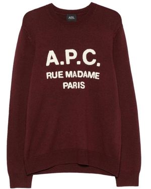 A.P.C. Logo Intarsia Rundhals-Pullover - Braun