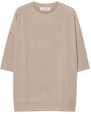 Pomandère Truien & Vesten ,Wol Gebreid T-Shirt - Naturel