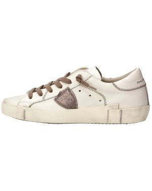 Philippe Model Schoenen ,Wit ,Leer Prsx Low - Naturel