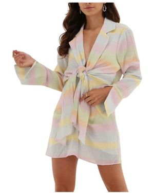 NA-KD Kurzes Kleid Mit Verdrehtem Vorderteil - Natur