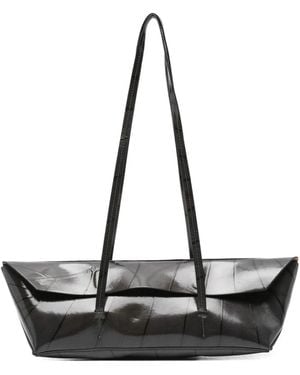 Christopher Esber Schwarze Lacklederblattmuster-Tasche