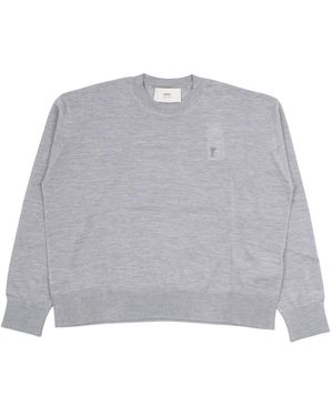 Ami Paris Round-Neck Knitwear - Gris