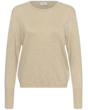 Kaffe Rundhals-Strickpullover - Natur