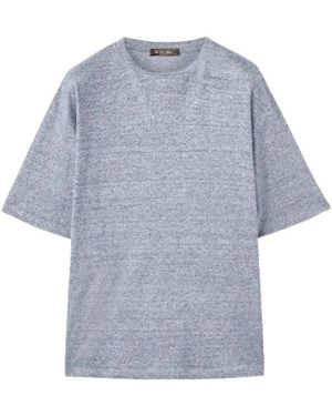 Loro Piana Truien & Vesten ,Grijs ,Katoen Mollia T-Shirt - Blauw