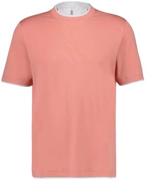 Brunello Cucinelli Grapefruit Baumwoll-Crew-Neck-T-Shirt - Pink