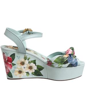 Dolce & Gabbana Schoenen ,Groen ,Leer Wedge Sandalen - Blauw