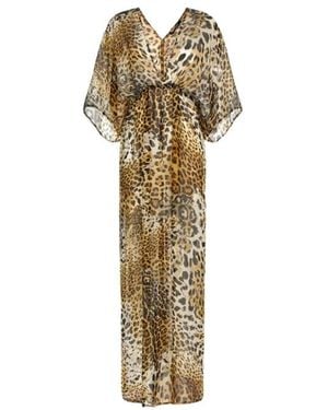 Roberto Cavalli Langer Kaftan Mit Jaguarhautdruck - Mettallic