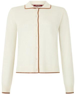 Max Mara Truien & Vesten ,Wit ,Wol Cardigan Van Wol En Zijde