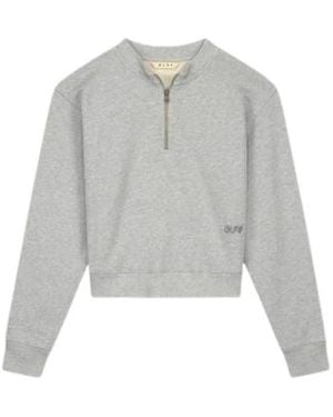 OLAF HUSSEIN Retro Spiral Logo Zip Mock Neck - Grijs