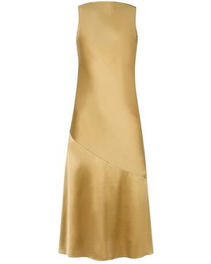 Nina Ricci Kleedjes ,Geel ,Satijn Mermaid Midi Jurk Met Open Rug