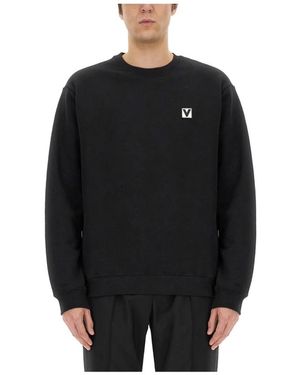 Valentino Hoodies & Sweatvesten ,Zwart ,Katoen Katoenen Sweater Met Chez-Patch