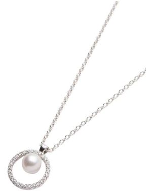 PANDORA Ketting Met Gekweekte Zoetwaterparel En Pavé - Metallic