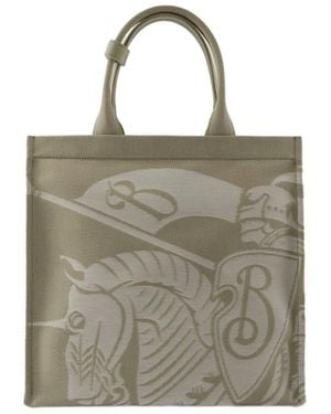 Burberry Katoenen Shopper Tas Met Leren Voering - Naturel