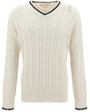 Marni V-Neck Knitwear - White