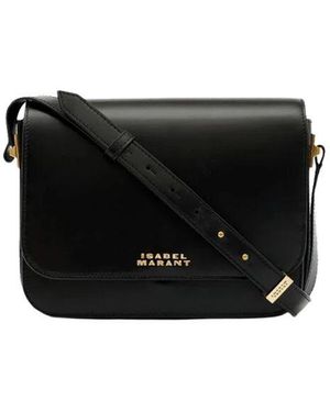 Isabel Marant Schwarze lederschultertasche mit metallischem logo