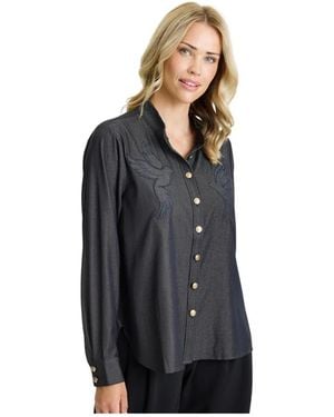 iN FRONT Overhemden ,Blauw ,Denim Denim Overhemd - Zwart