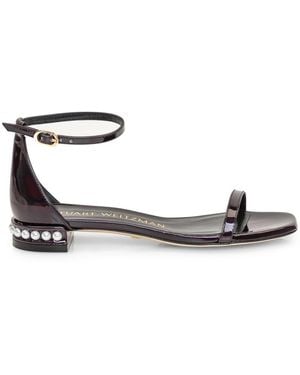Stuart Weitzman Nudistcurve Pearl Flat Sandal - Zwart