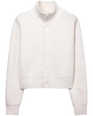 DUNST Cardigan Mit Hohem Kragen Und Knopfleiste - Weiß