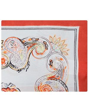 Etro Accessoires ,Veelkleurig ,Multicolour Paisley Zijden Sjaal - Wit