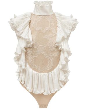 Elisabetta Franchi Tops ,Wit ,Polyester Bodysuit