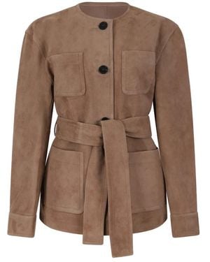 Max Mara Leather Jackets - Marrón