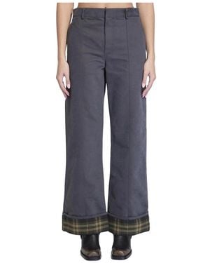Burberry Cropped Marlenehose Mit Karomanschetten - Blau
