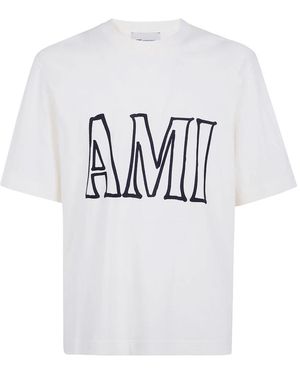 Ami Paris Tops ,Wit ,Katoen Heritage Print T-Shirt