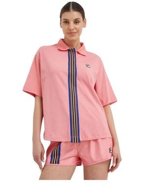 Fila Tops ,Roze ,Katoen Polo T-Shirt Met Tape Detail