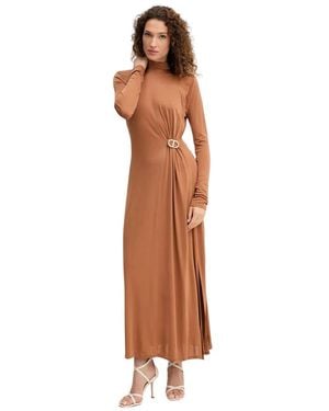 Twinset Maxikleid Mit Schnallen-Detail Und Langen Ärmeln - Braun