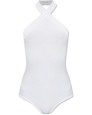 Balmain Tops ,Wit ,Pailletten Body Met Glinsterende Pailletten