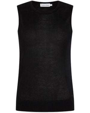 Calvin Klein Sleeveless Tops - Black