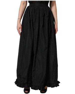 MSGM Rokken ,Zwart ,High Waist Geplooide A-Lijn Lange Maxi Rok