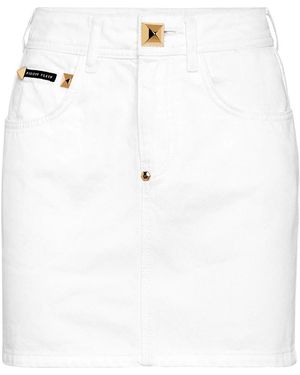 Philipp Plein Denim Skirts - Bianco