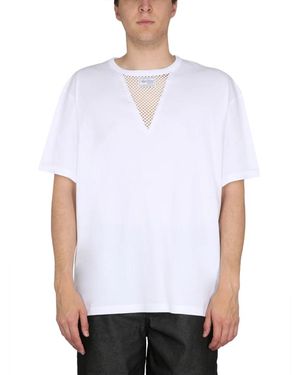 Raf Simons T-Shirt Mit Netzeinsatz - Weiß
