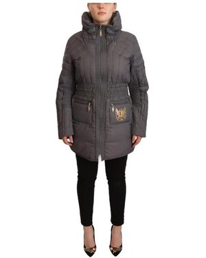 Roccobarocco Graue daunenjacke mit logodetails
