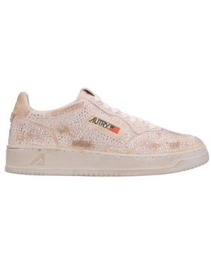 Autry Medalist Low Suede Strass - Roze