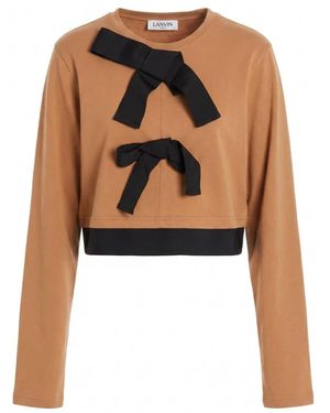 Lanvin Hoodies & Sweatvesten ,Bruin ,Gros Grain Detail Top